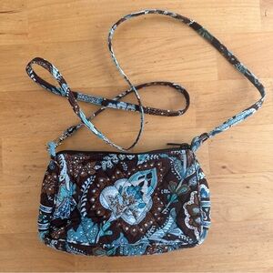 Vera Bradley Floral Crossbody Bag in Blue and Brown Java Pattern